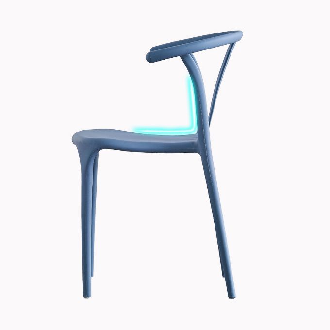 Sillas de comedor escandinavas de plástico sin brazos, silla auxiliar de comedor apilable (juego de 4)