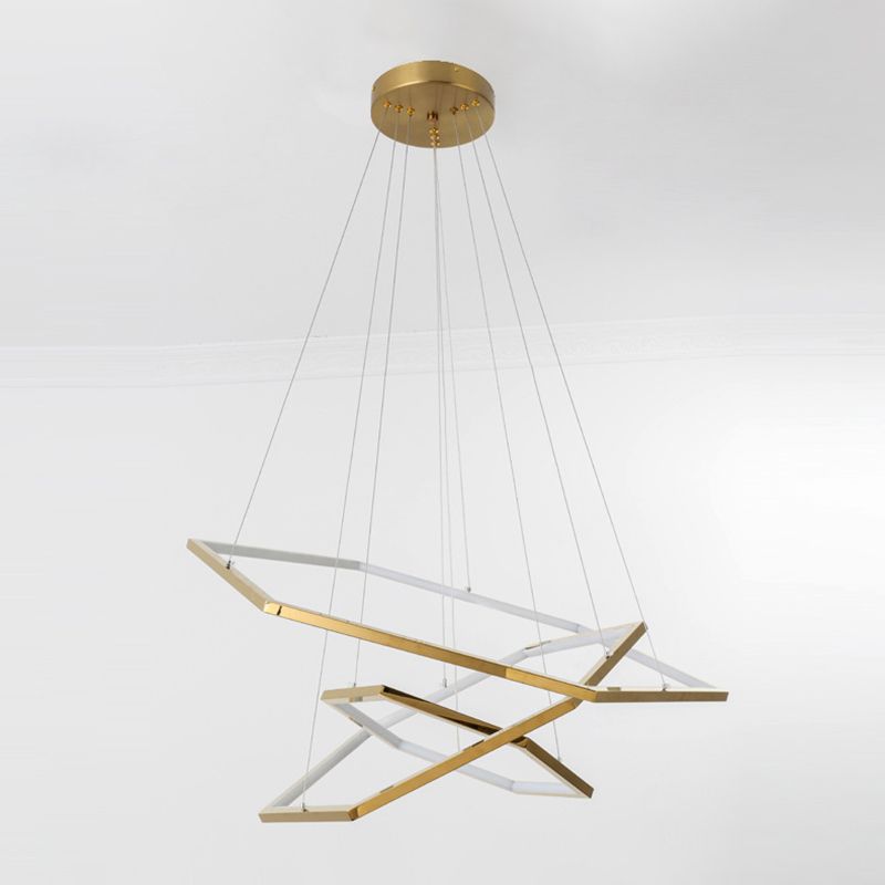 Lampada sospesa a LED geometrica dorata in moderna luce del soffitto in ferro battuto per il luogo commerciale