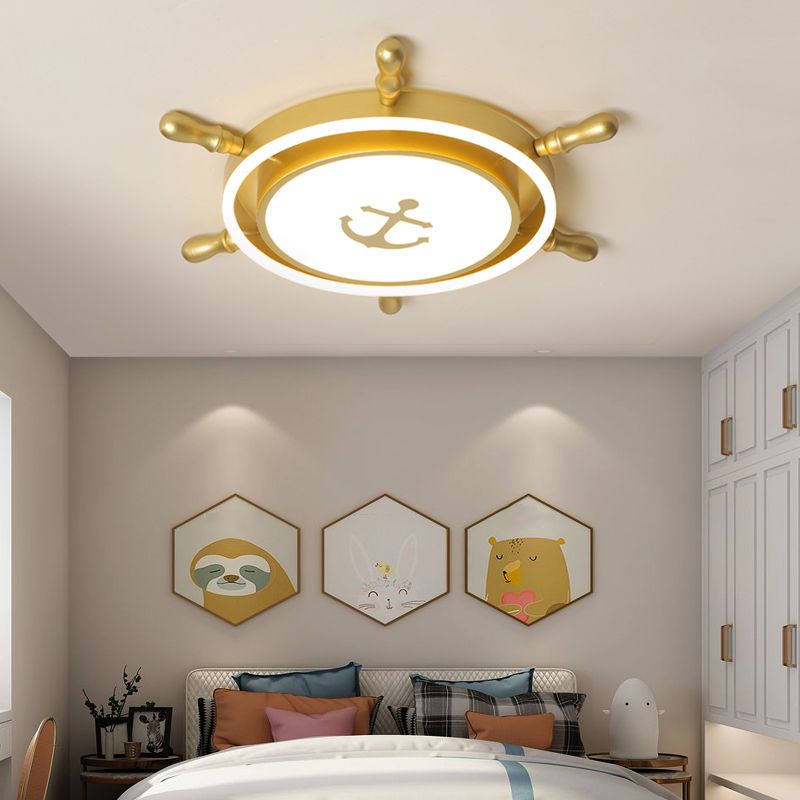 Plafonnier de navigation moderne en métal à 2 lumières pour chambre d'enfant