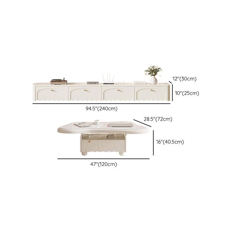 Slate Coffee Cocktail Table with Storage Drawers White Block Contemporary