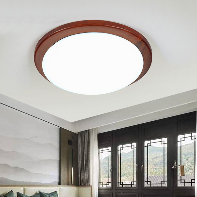 Deckenleuchte aus dunklem Holz mit kuppelförmiger Kuppel, Einfachheit, LED-Acryl-Deckenleuchte für Schlafzimmer