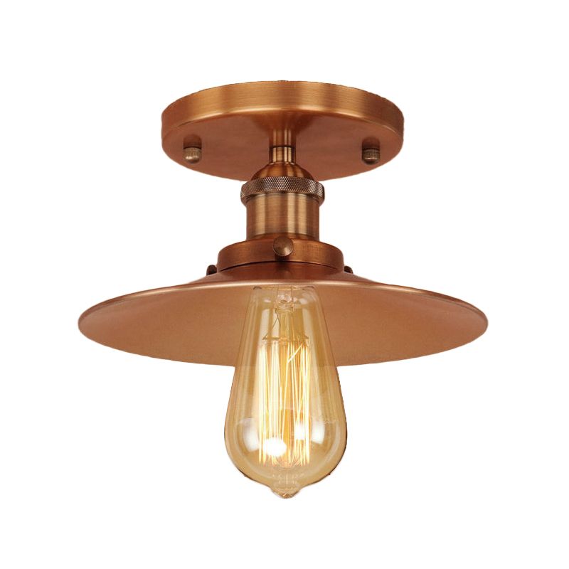 Zwart/messing platte kap semi-inbouwlamp vintage stijl metaal 1 lamp keuken semi-inbouwverlichting