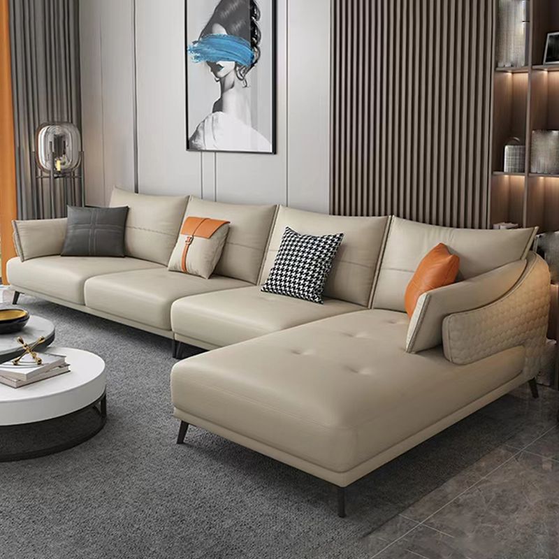 131.88" L x 66.92" W x 33.46" H Genuine Leather Sofa Pillow Top Arm Sectional