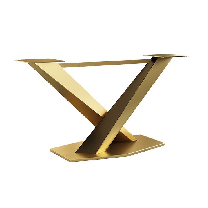 Luxury Sintered Stone Top Table Rectangle Indoor Table with Gold Pedestal