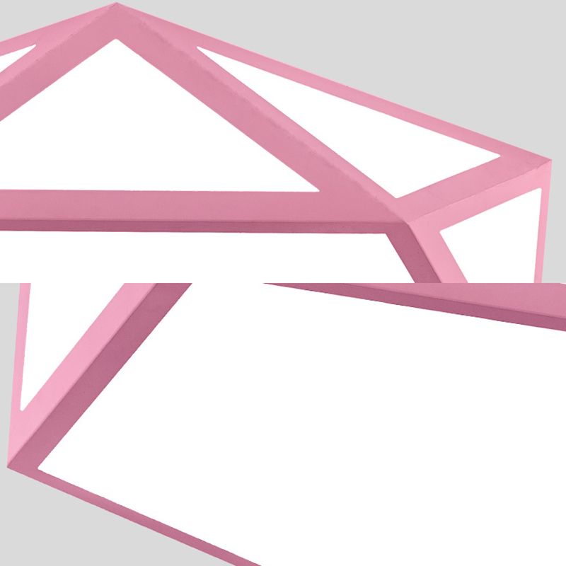 Acrylic Pentagon Ceiling Light Kid Bedroom Macaron Loft Ceiling Mount Light with Metal Guard