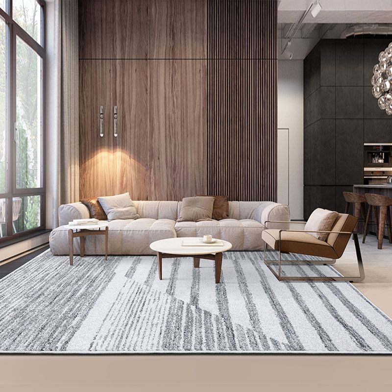 Modern Stripe Pattern Rug Multi Colored Polyster Indoor Rug Synthetics Anti-Slip Backing Pet Friendly Area Carpet for Parlor