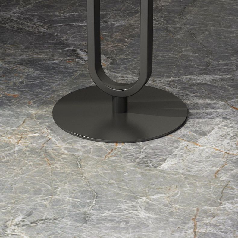 21.6" Tall Modern Round Slate Top Side Table Iron Pedestal End Table