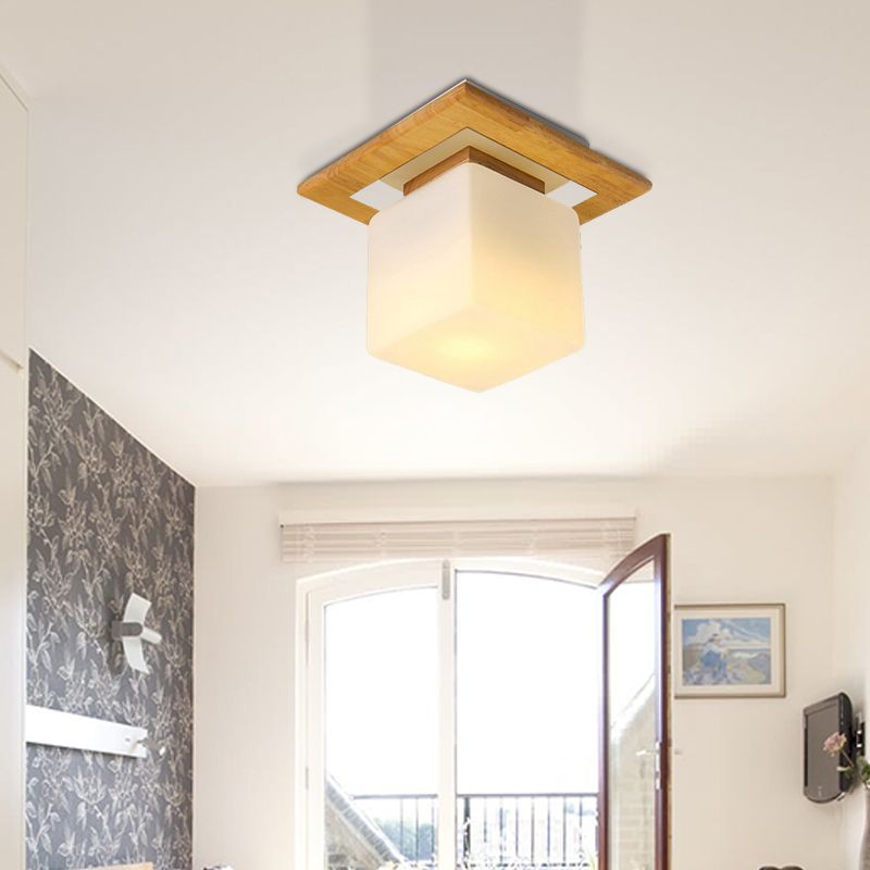 Cuadrado de vidrio de Opal/Cilindro de descarga de cilindro de luz simple 1 Accesorio montado en el techo de luz en blanco