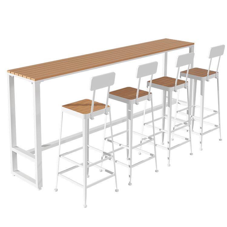 1/5 Pieces Faux Wood Bar Table Set with Metal Frame Industrial Rectangle Pub Table Set