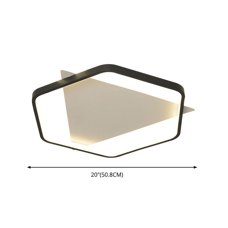 Hexagonal + Triangle Geometric Lines LED Ceiling Light 19.5" Wide Contemporary Minimalism Flush Mount Light