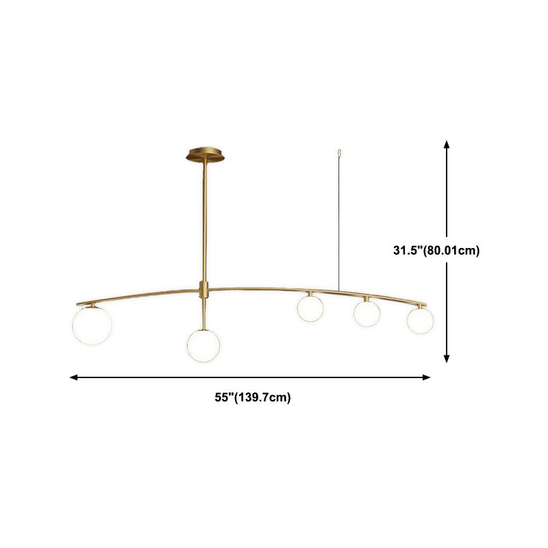 5 / 6 / 9 - Light Kitchen Island Pendant Iron and Glass Ceiling Fixture in Black / Gold