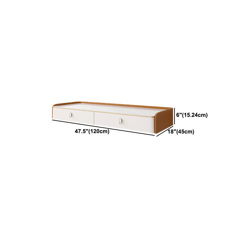 Glam Style Off-white Slate Countertop Wall Mounted with 1/2 Drawer Dresser