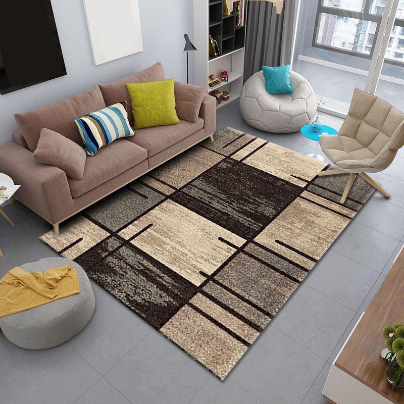 Modern Rug Geometric Design Carpet Polyester Non-Slip Backing Indoor Rug for Living Room