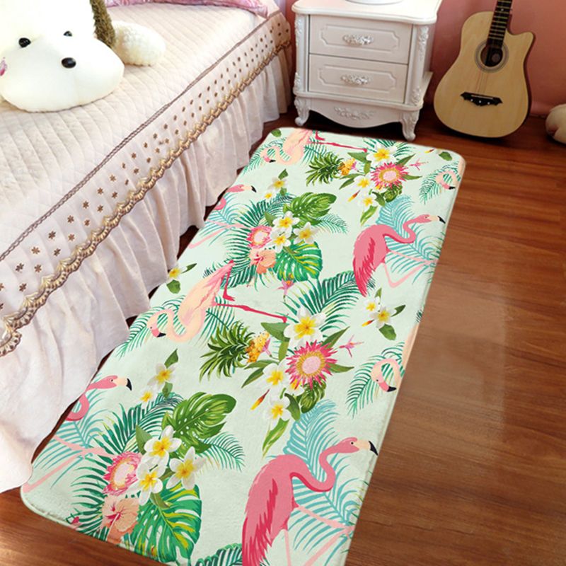 Green Plant Carpet Polyester Modern Area Carpet Non-Slip Backing Carpet for Drawing Room