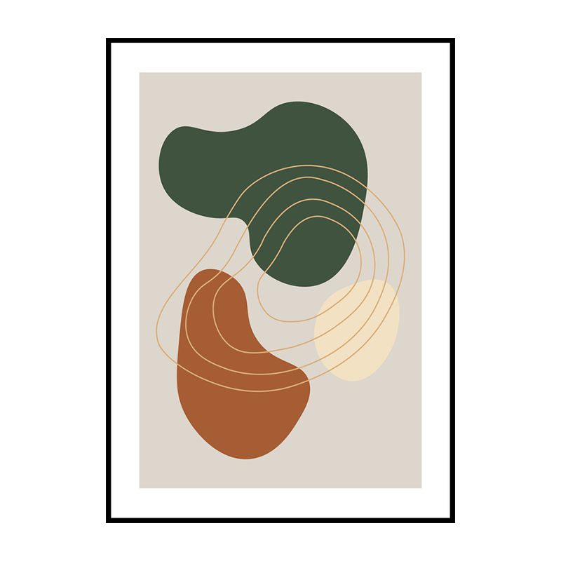 Modern Abstract Wall Art Print Dark Color Pebbles Drawing Canvas for Sitting Room