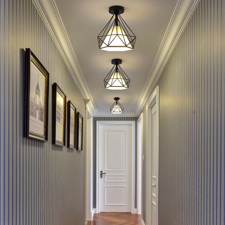 Cage Metal Ceiling Mount Light Fixture Industrial 1 Light Ceiling Lighting