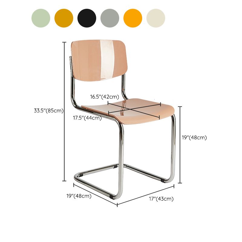 Modern Open Back Side Chair Plastic Armless Dining Chair with Metal Base