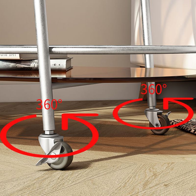 Modern Glass Side Table 4 Legs Oval Side End Table with Storage