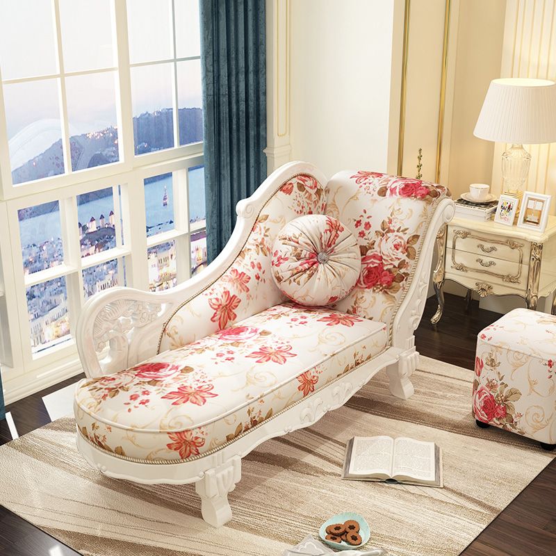 French Country Chaise Lounge Couch Flower Chaise with One Armed