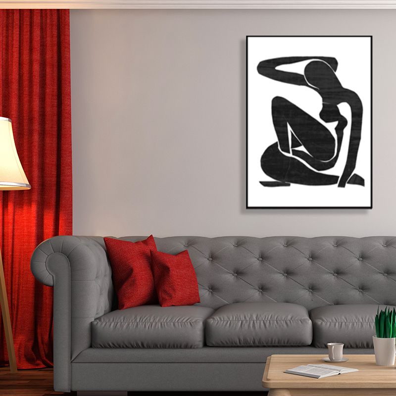 Sitting Figure Wall Decor Minimalism Textured Girls Bedroom Painting, Multiple Sizes