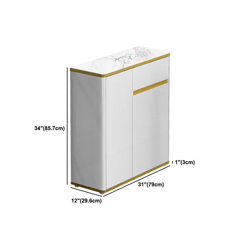 White Buffet Sideboard Stone and Engineered Wood Sideboard Table