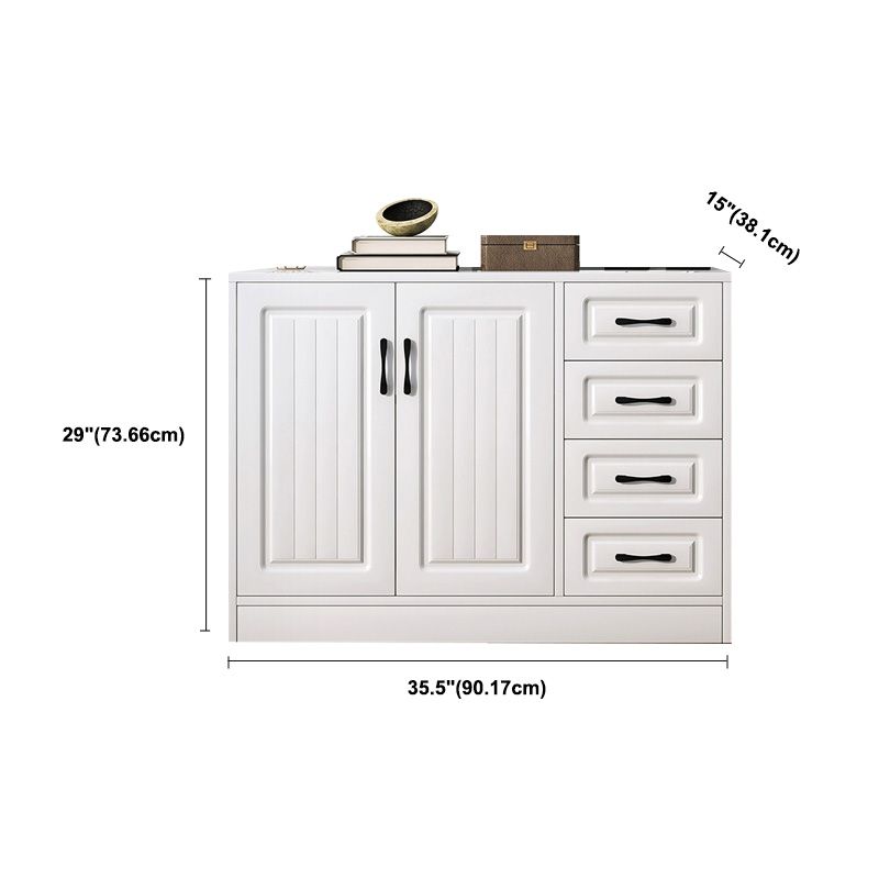 White Storage Chest Modern Style Wooden Storage Chest Dresser with Drawers and Doors