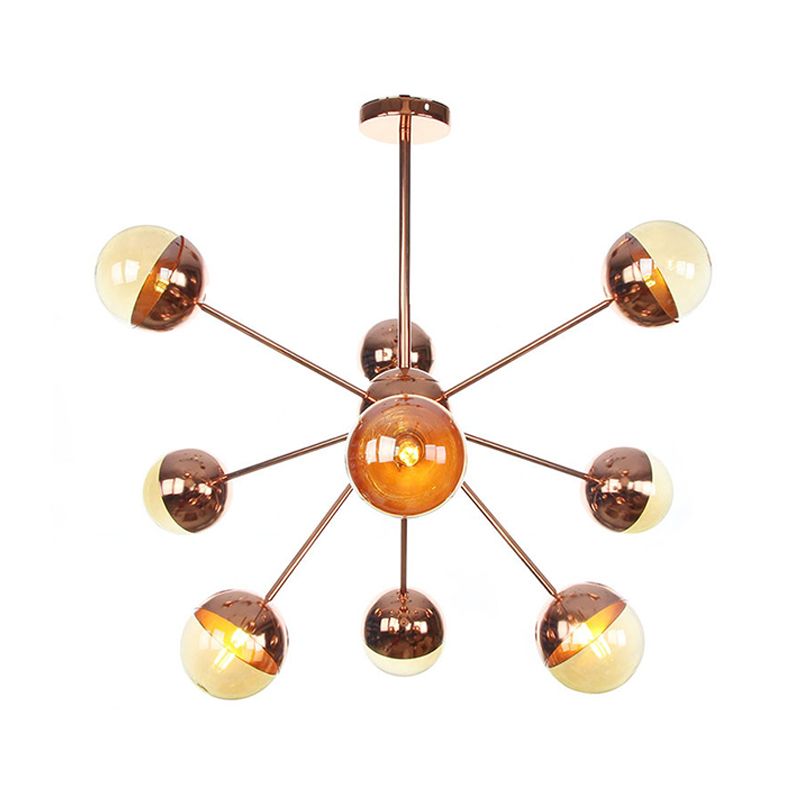 Semi-encastré Globe pour salle à manger, verre blanc/transparent/gris fumée, 9/12/15 lumières, luminaire semi-encastré contemporain en cuivre/chrome/or