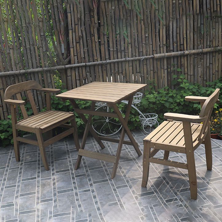 Modern Geometric Foldable Patio Table Solid Wood Frame Dining Table for Outdoor