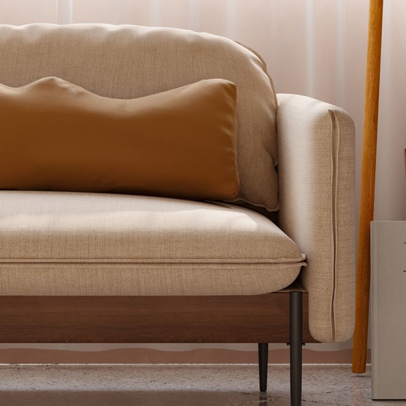 Cushions Square Arm Sofa Scandinavian 31.5" D x 31.5" H Linen Wooden Sofa