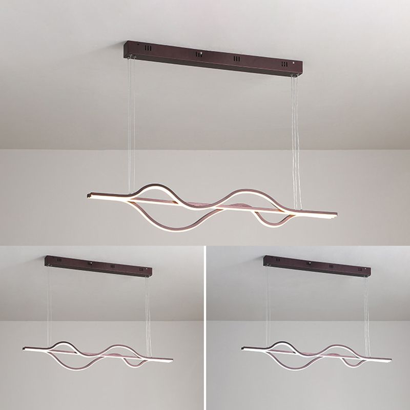 Vague grande cuisine pendante lumières aluminium moderne simplicité île île lustre lumières pour restaurant