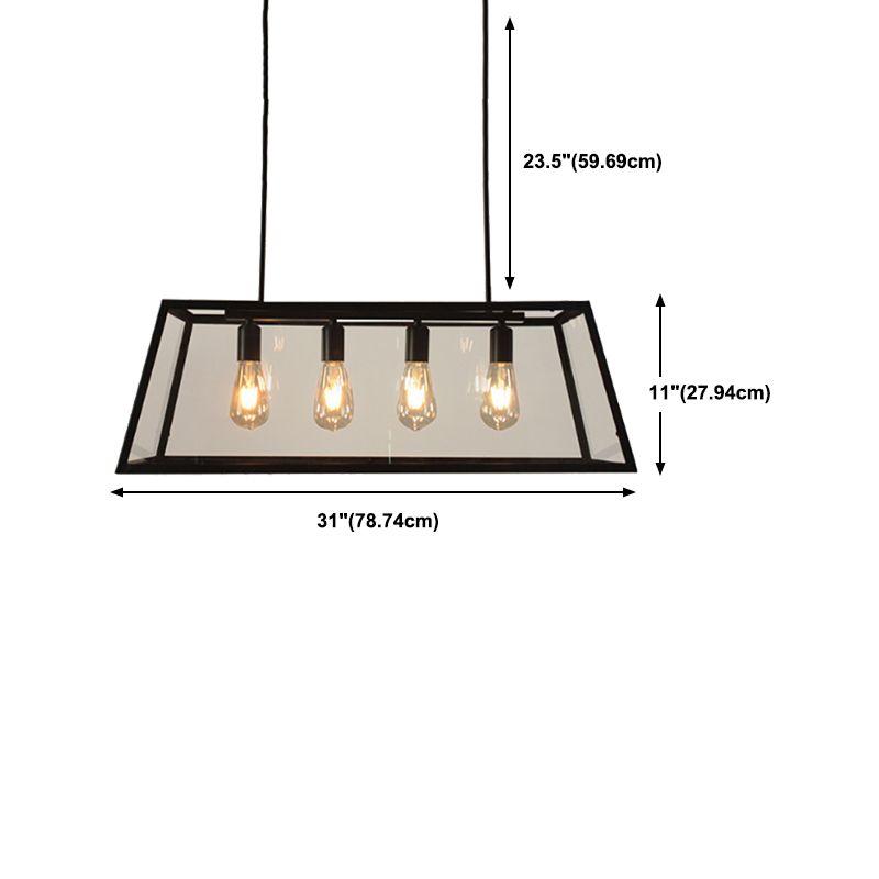 Industrial Trapezoid Island Pendant Lights Metal Multiple-Light Island Pendant Lighting