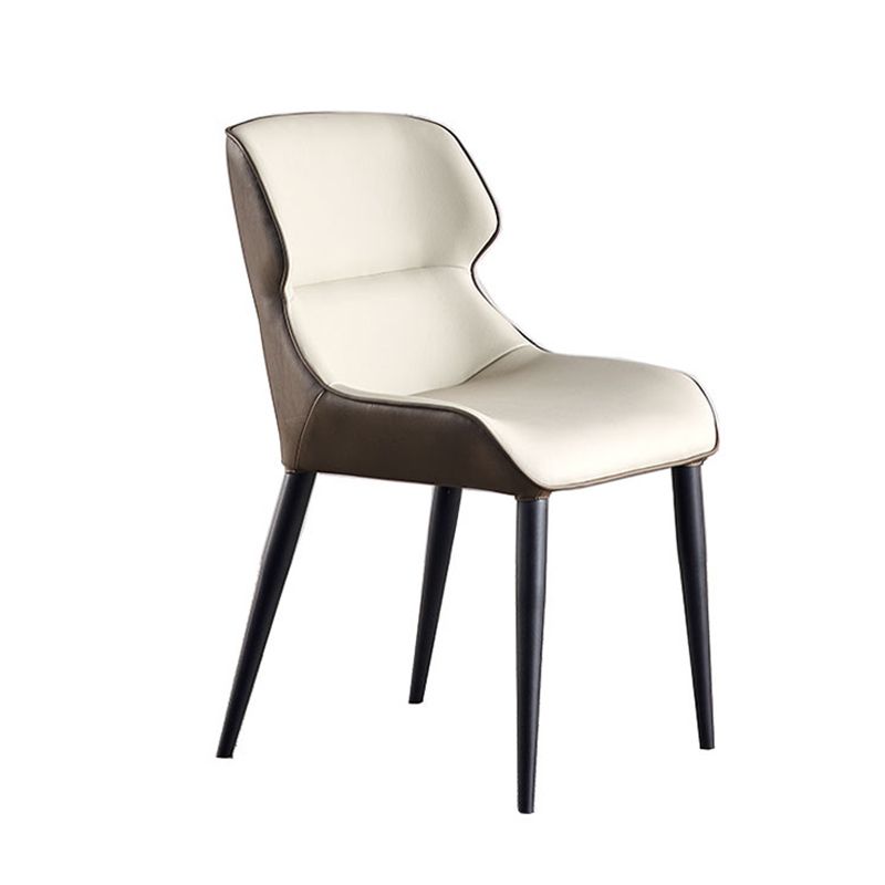 Industrial Style Faux Leather Chair Arm Side Chairs with Metal Legs