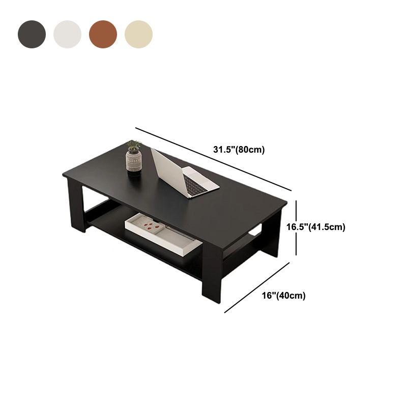 Rectangular Wooden 4 Legs Coffee Cocktail Table with Storage Shelf