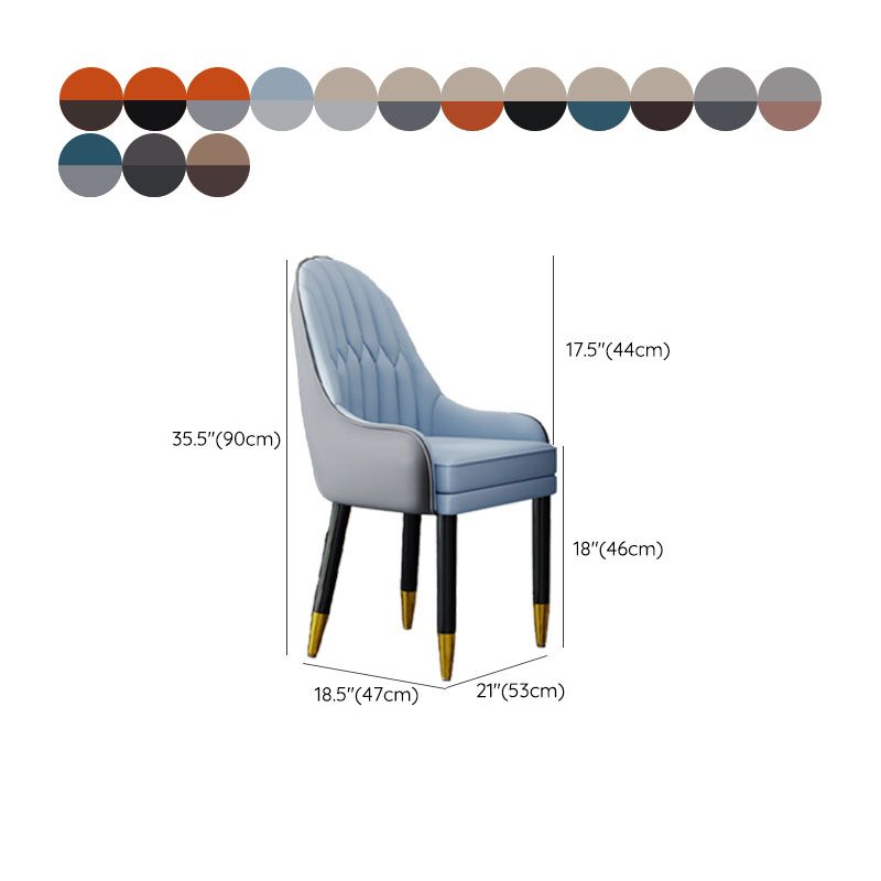 Faux Leather Dining Chairs Modern Parsons Chair with Wood Legs