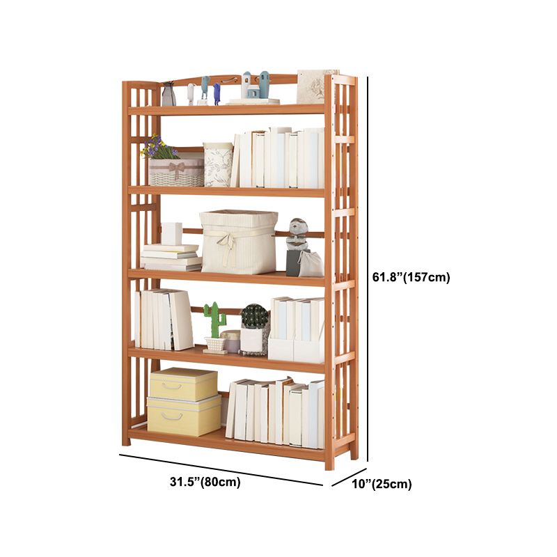 Standard Bamboo Bookshelf Contemporary Brown Open Shelf Bookcase