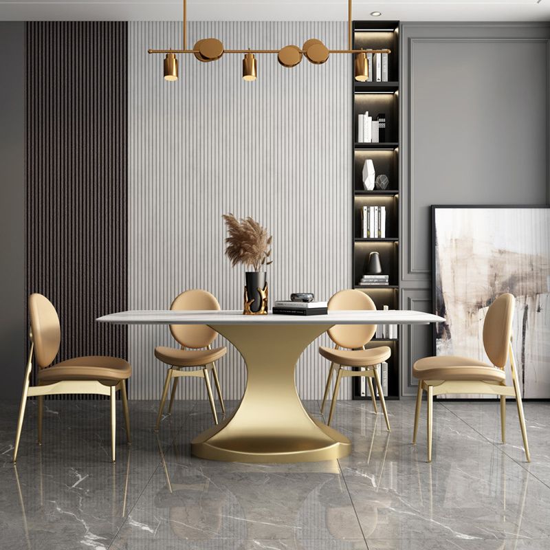 Glam Sintered Stone Dining Room Set Standard Height with Gold Leg Dining Furniture for Home Use