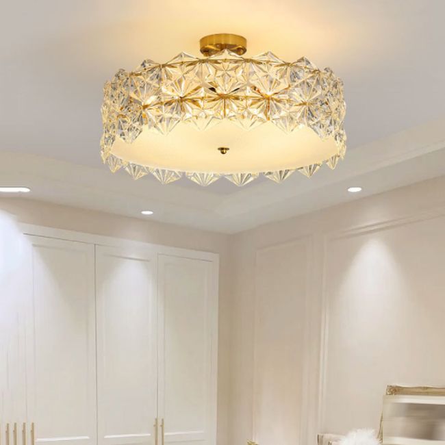 Plafon de forme ronde Mount de chasse moderne en fer moderne avec abat-jour en verre pour étudier