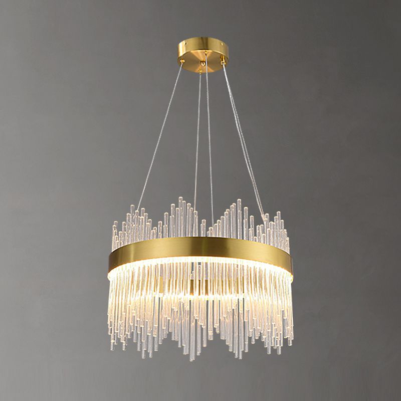 Candelera colgante de forma de rueda Crystal de estilo contemporáneo 1 Luz de lámpara de luz en oro