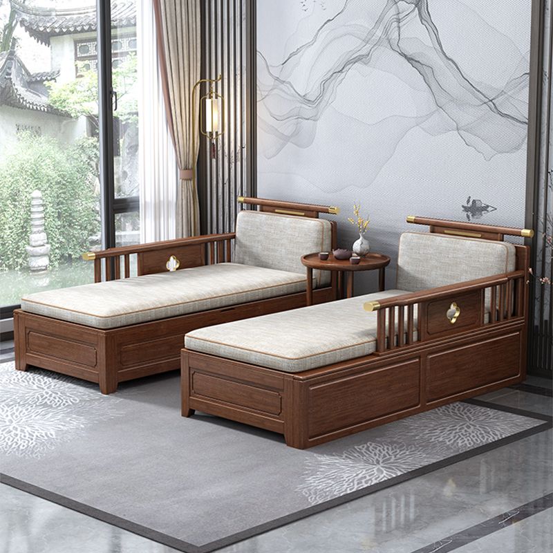 Cushioned Cotton Blend Chaise Lounge Daybed in Walnut of 72.4" W
