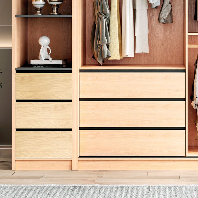 Engineered Wood Wardrobe Armoire with Drawer Modern Wardrobe Closet