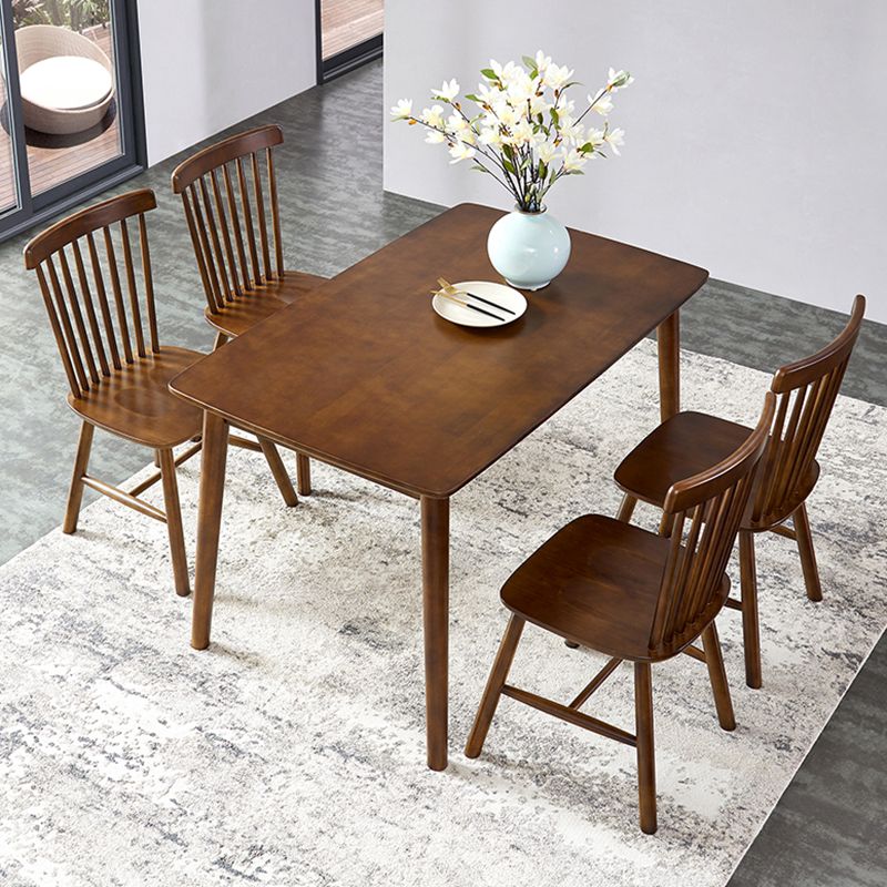 Rubberwood vaste houten eettafel 4 benen basis houten tafel voor keuken