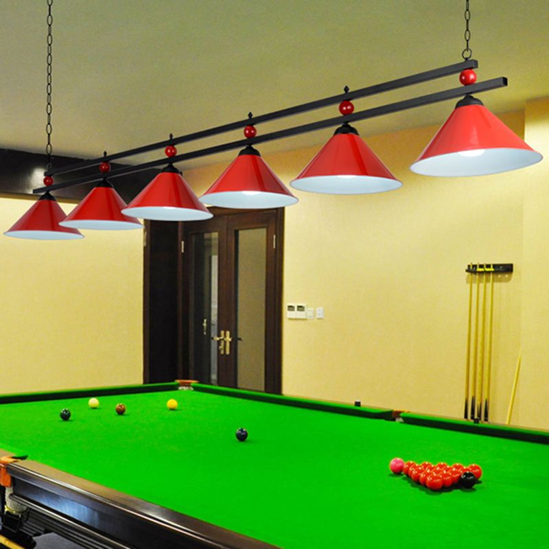 Biljart kroonluchter landstijl bar eiland verlichtingsarmatuur met kegel metalen schaduw