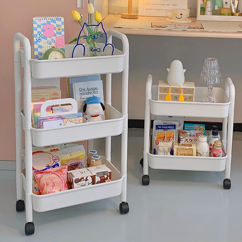 Modern Pure White Shelf Bookcase Etagere Plastic Bookcase Multi Tiers for Office