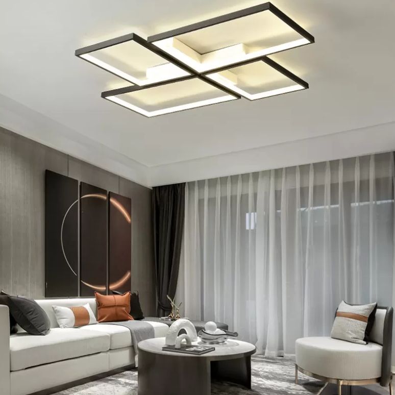 Plafonnier rectangulaire en acrylique, style minimaliste, LED, plafonnier encastré, noir