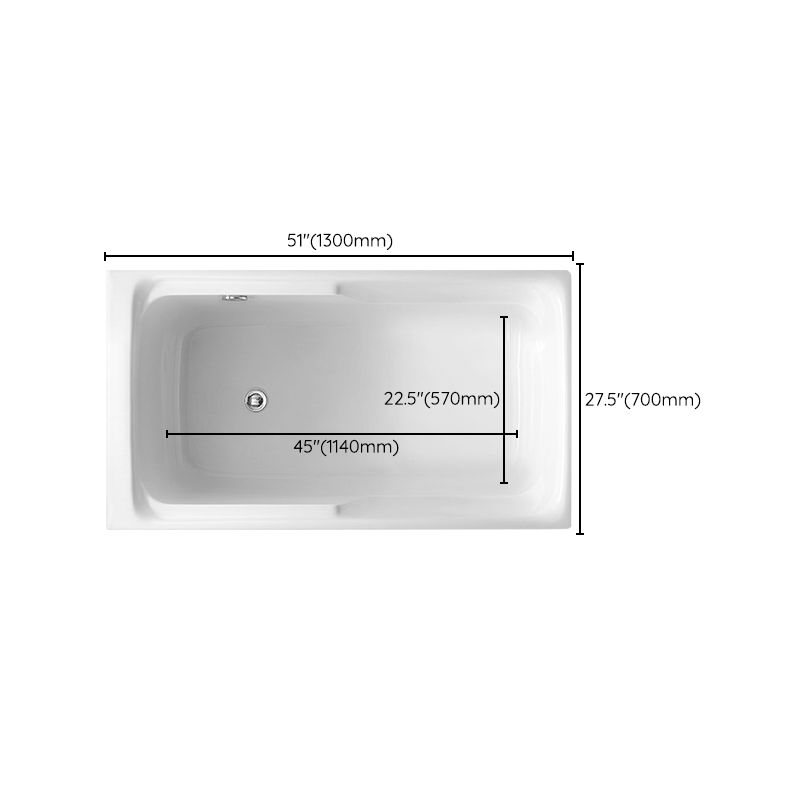 Back to Wall Small Tub Modern Soaking Rectangular Bathroom Bathtub