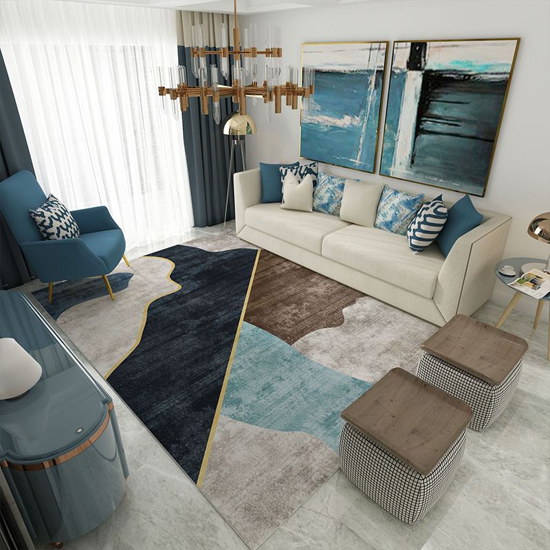 Trendy Home Decor Rug Multi-Color Geometric Area Carpet Polypropylene Anti-Slip Pet Friendly Rug