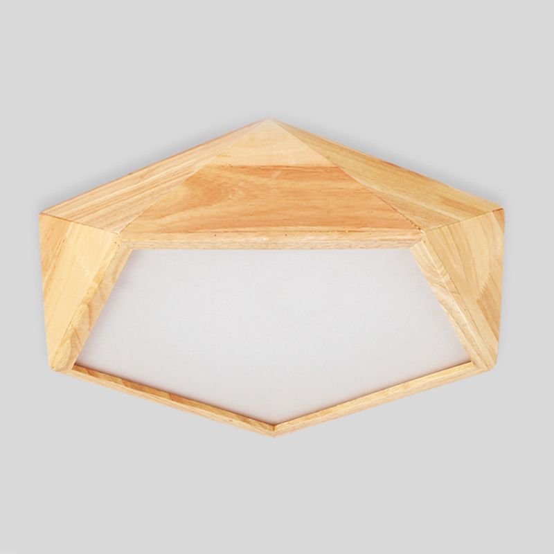 1 Light Geometric Flush Mount Contemporary Wood Flush Light for Bedroom