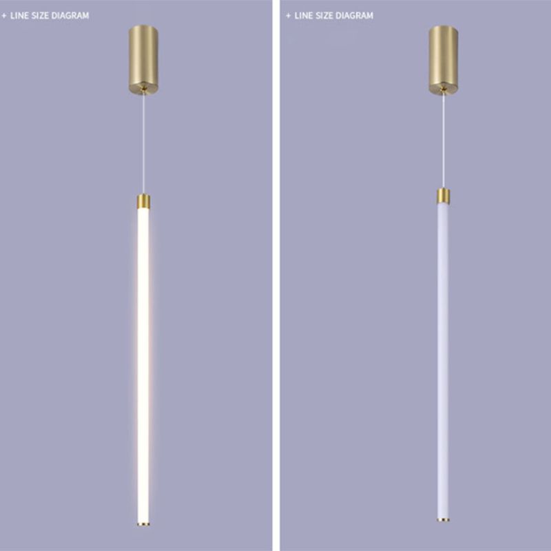 Aluminium Alloy Minimalism LED Hanging Light Modern Style Long Strip Suspension Lighting Fixture in Gold