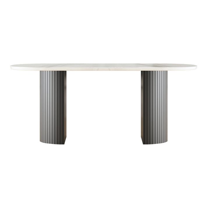 Rubberwood Solid Wood Base Table Contemporary Dining Table in White and Black