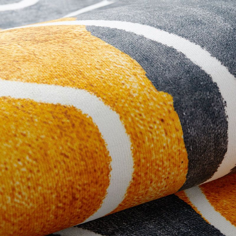 Funky Orange Tone Carpet Modern Contrast Panel Rug Washable Non-Slip Polyester Carpet for Home Decor
